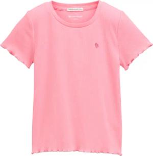 TOM TAILOR Mädchen Ripp T-Shirt mit Print, rosa, Uni, Gr. 116/122