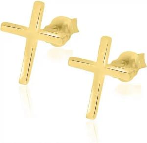 Schmuck-Elfe Paar Ohrstecker Kreuze Classic gold, 925 Sterling Silber vergoldet