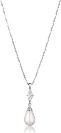 Elli Perlenkette Muschelkernperle Zirkonia Weiß 925 Sterling Silber