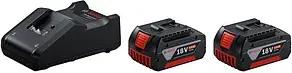 BOSCH Professional Werkzeugakku mit Ladegerät Starter Set 18V Li-Ion 2 x 4,0 Ah