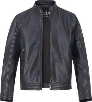 JOOP! Herren Lederjacke blau unifarben