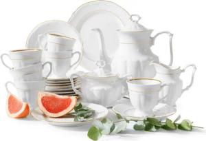 KONSIMO® Kaffeeservice CHODZIEZ MARIA TERESA Teeservice, Kaffeeservice (21-tlg), 6 Personen, Porzellan, Handdekoration in echtem Gold, mit eleganten Verzierungen