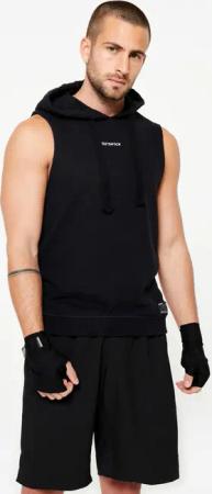 Kapuzenshirt ärmellos Boxen schwarz