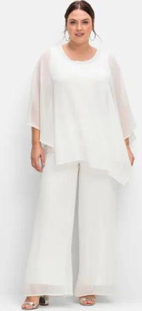 Sheego Weite Chiffonhose im Lagenlook, gefüttert, offwhite, Gr.56