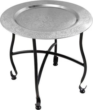 riess-ambiente Beistelltisch MARRAKESCH 40cm silber / schwarz · Wohnzimmertisch aus Metall (Einzelartikel, 1-St), Teetisch · rund · handmade · abnehmbares Tablett · klappbar