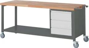 STIER Fahrbare Werkbank Premium mit 3 Schubladen BxTxH 2000x700x880 mm