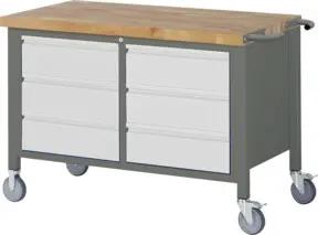 STIER Fahrbare Werkbank Premium mit 6 Schubladen BxTxH 1250x700x880 mm