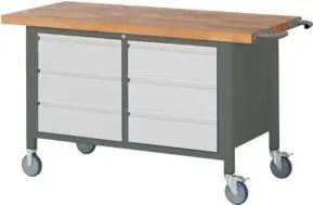 STIER Fahrbare Werkbank Premium mit 6 Schubladen BxTxH 1500x700x880 mm