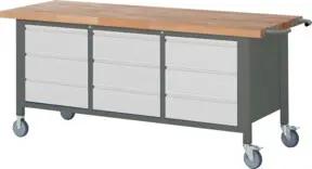 STIER Fahrbare Werkbank Premium mit 9 Schubladen BxTxH 2000x700x880mm