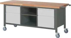 STIER Fahrbare Werkbank Premium mit 2 Schubladen und 2 Flügeltüren BxTxH 2000x700x880mm
