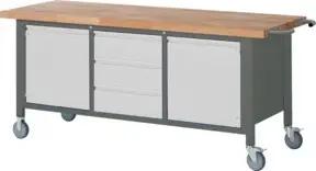 STIER Fahrbare Werkbank Premium mit 3 Schubladen und 2 Flügeltüren BxTxH 2000x700x880mm