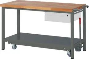 STIER Werkbank Premium mit abs. Fahrgestell und 1 Schublade BxTxH 1500x700x880 mm