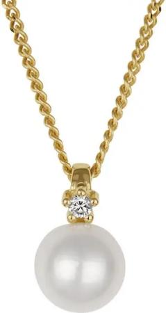 Orolino Kette mit Anhänger 585 Gold mit Brillant 0,03ct. + Perle weiß 6,5-7mm