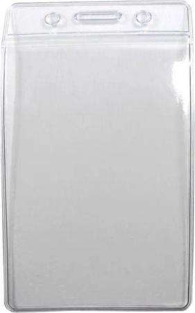Kranholdt Schlüsselanhänger Ausweishülle 60 mm x 90 mm, aus PVC (100-tlg), für Namenschilder, vertikal tragbar, Langloch, zwei Rundlöchern