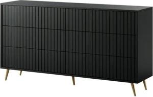 Selsey Kommode Bello, mit 6 Schubladen, schwarz mit goldenen Beinen