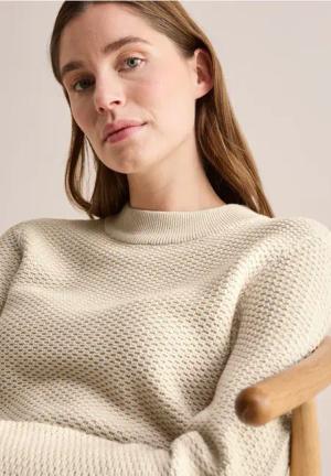 Cecil Damen Two-Tone Strukturpullover in Beige, Gr: S