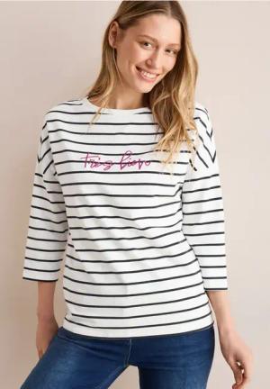 Cecil Damen Gestreiftes Shirt in Weiß, Gr: S