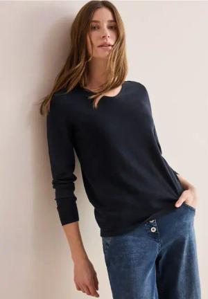 Cecil Damen Feinstrickpullover in Blau, Gr: S