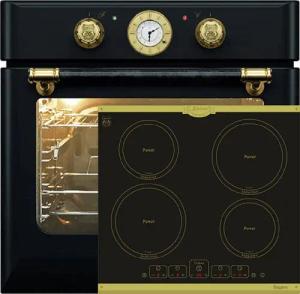 Kaiser Küchengeräte Backofen-Set Herd Set Autark Retro Einbau Backofen Elektro, 68 L mit Induktionskochfeld Autark 60 cm 4 Zonen mit Booster EH 6432 BE+KCT 6195 IEm., mit 1-fach-Teleskopauszug, Katalytische Selbstreinigung