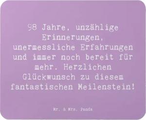 Mr. & Mrs. Panda Mauspad Spruch 98. Geburtstag - Lavendeltraum - Geschenk, Erfahrungen, Büroau (1-St)