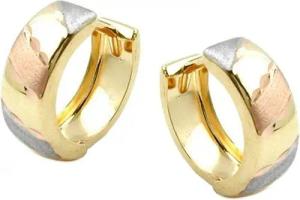 Schmuck Krone Paar Creolen Creolen, tricolor, 375 Gelbgold Weißgold Rotgold, Damen, Gold 375