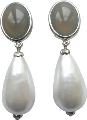 Mugello Perlenohrringe Philippa grau-weiß (Silber) zeitlos Klassiker edel Hochzeit Braut, made in Germany Designer JustWin, Statementohrringe