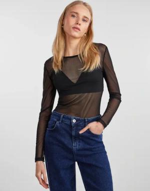 pieces Langarmshirt "PCNINNI LS MESH TOP NOOS BC"