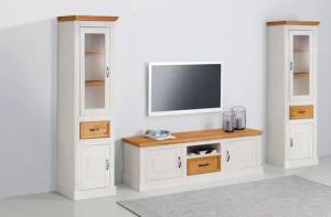 Home affaire Wohnwand "Selma", (Set, 3 St.), 2 Vitrinen und 1 Lowboard, aus massivem Kiefernholz