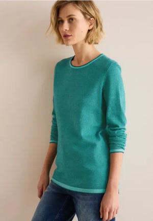 Cecil Damen Two Tone Pullover in Grün, Gr: XXL