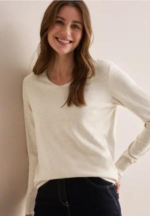 Cecil Damen Feinstrickpullover in Beige, Gr: S