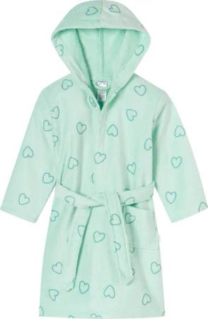 Bademantel Velour Herzchen hellgrün - Aqua 104