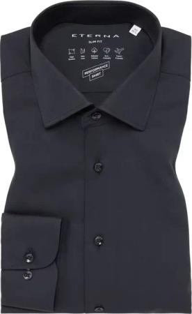 SLIM FIT Performance Shirt in schwarz unifarben