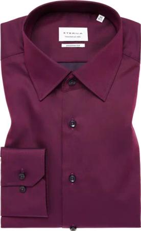 MODERN FIT Hemd in aubergine unifarben