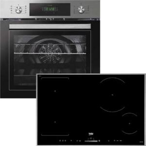 Candy Backofen-Set PYROLYSE TELESKOPAUSZUG + Beko Induktionskochfeld PowerBooster 80 cm