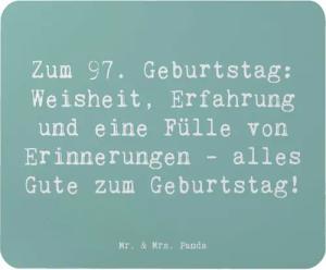Mr. & Mrs. Panda Mauspad Spruch 97. Geburtstag - Meeresbrise - Geschenk, Erfahrung, Alter, Mau (1-St)