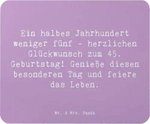 Mr. & Mrs. Panda Mauspad Spruch 45. Geburtstag Feier - Lavendeltraum - Geschenk, Erfahrungen, (1-St)
