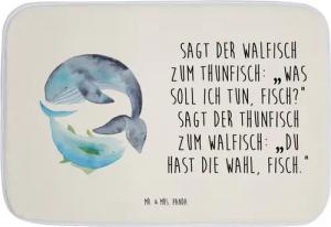 Mr. & Mrs. Panda Badematte Walfisch Thunfisch - Weiß - Geschenk, Badteppich, Tiermotive, Tiere, Höhe 40 mm, 100% Polyester, rechteckig, Praktische Designs