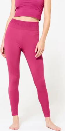 Lange Leggings Yoga Zweite-Haut-Effekt hoher Bund - magenta