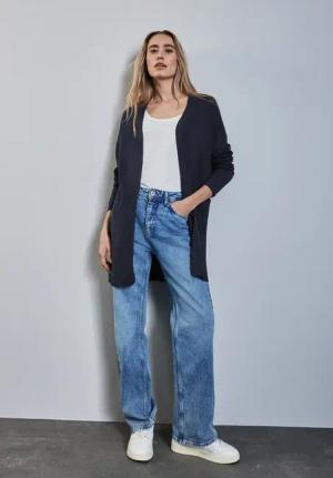 Street One Frauen Langer Cardigan in Blau, Gr: 46