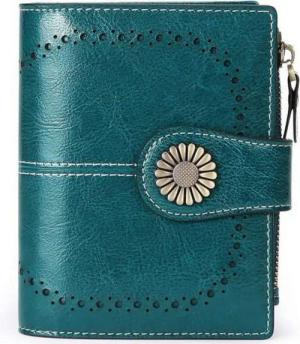 Rhein Beleuchtung Mini Geldbörse Geldbörse Damen Leder aus weichem Echtleder mit 16Kartenfächer (geldbeutel damen leder, brieftasche damen, portemonnaie damen klein), Mit RFID- und NFC-Schutz, multifunktionale Aufbewahrung