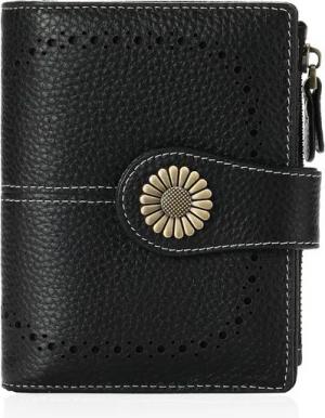 Rhein Beleuchtung Mini Geldbörse Geldbörse Damen Leder aus weichem Echtleder mit 16Kartenfächer (geldbeutel damen leder, brieftasche damen, portemonnaie damen klein), Mit RFID- und NFC-Schutz, multifunktionale Aufbewahrung