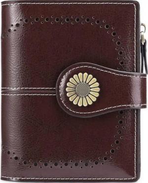 Rhein Beleuchtung Mini Geldbörse Geldbörse Damen Leder aus weichem Echtleder mit 16Kartenfächer (geldbeutel damen leder, brieftasche damen, portemonnaie damen klein), Mit RFID- und NFC-Schutz, multifunktionale Aufbewahrung