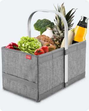 achilles Einkaufskorb Handle-Box Einkaufs-Korb mit Aluminium Griff Faltbarer Shopper