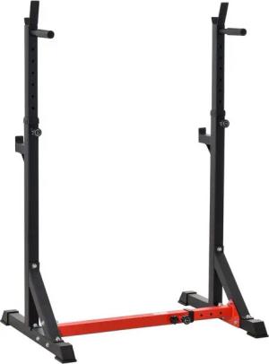 HOMCOM Hantelbank Hantelständer, Höhenverstellbare Langhantelablage, (Hantelablage, 1-tlg., Langhantelhalter), bis 150 kg, Stahl, Rot+Schwarz