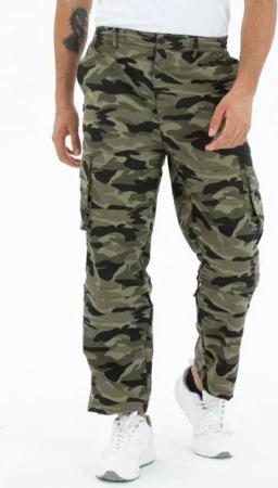 Kendindza Collection Cargohose Zipp Off Cargohose Dehnbund Arbeitshose Feldhose Bundeswehr Cargo Hose elastischer Gummibund Tarnhose Bundhose Camouflage