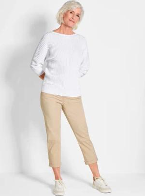 Pullover mit Fledermausärmeln - weiß - Gr. 40/42 von Goldner Fashion