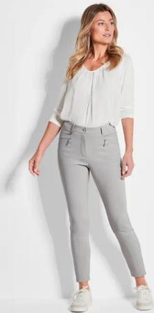 Bauchweghose BELLA mit schmalem Bein - grau - Gr. 26 von Goldner Fashion