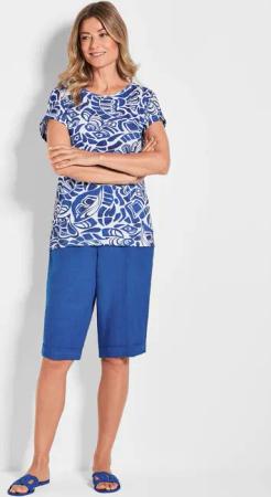 Druckshirt aus Viskose-Jersey - royalblau / gemustert - Gr. 44 von Goldner Fashion