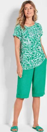 Druckshirt aus Viskose-Jersey - grün / gemustert - Gr. 21 von Goldner Fashion