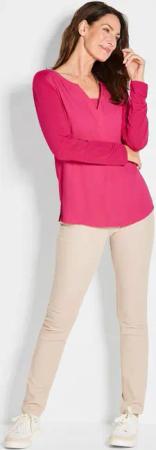 Blusenshirt mit Chiffon-Einsatz - pink - Gr. 50 von Goldner Fashion